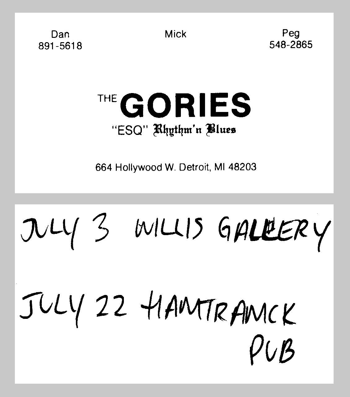 gories business card